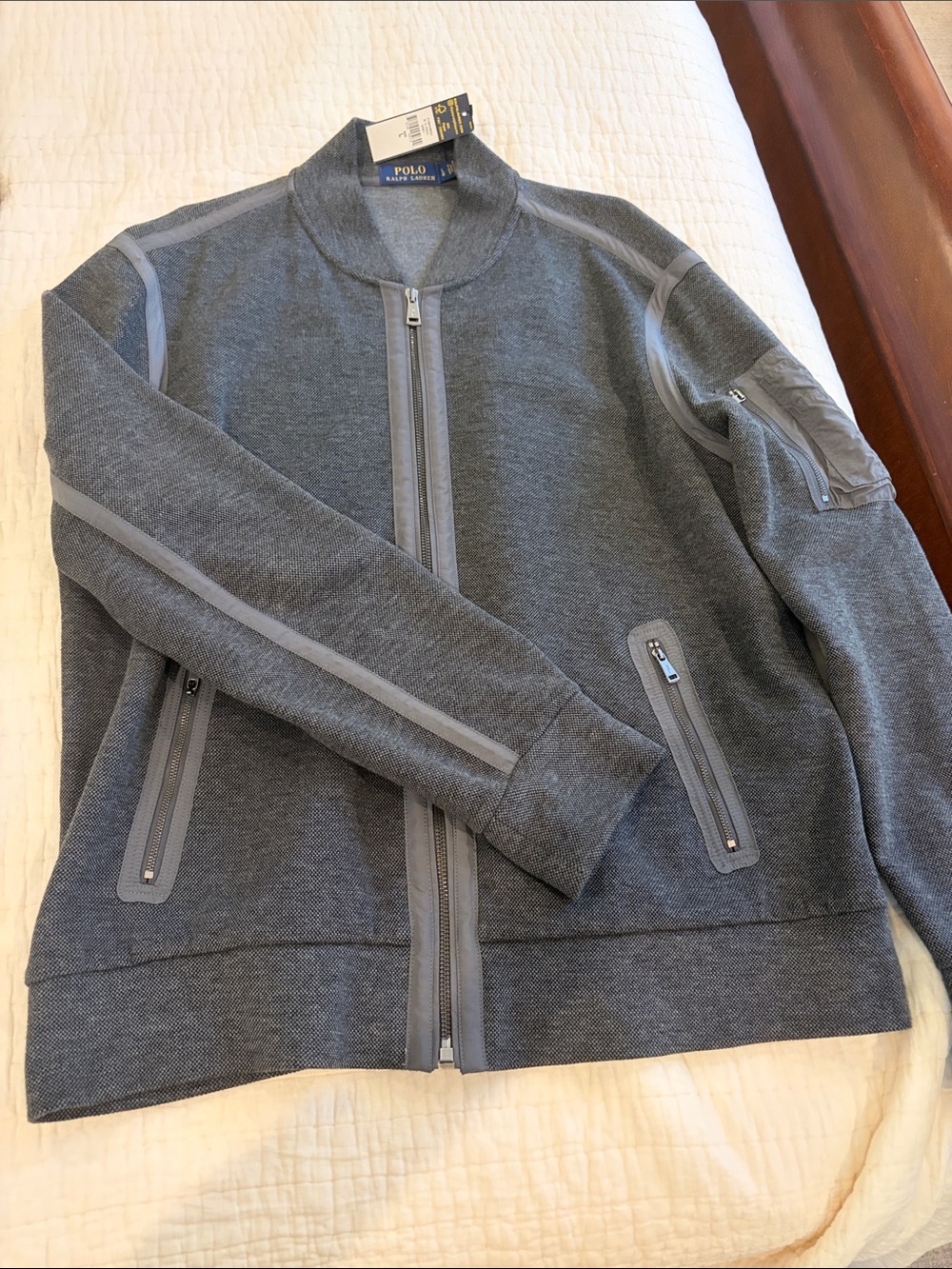 Polo Ralph Lauren Men's Charcoal Gray Full-Zip Sweater Jacket. Size L. NWT
